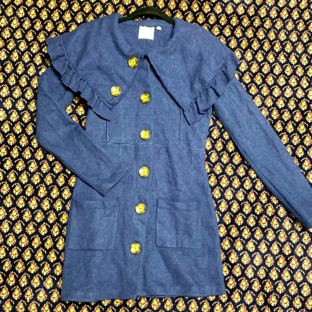 LAST CHANCE 100% Wool Navy Blue Boutique Dress - donated 2/28